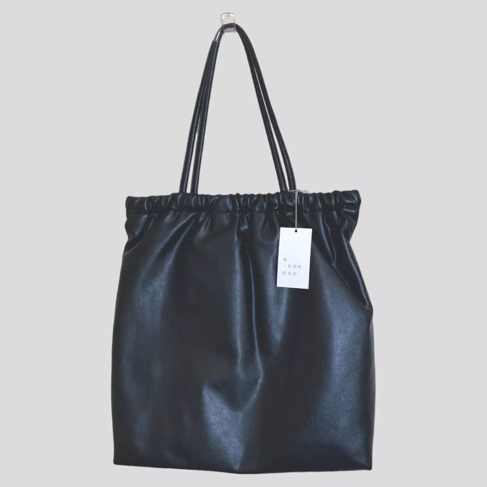 A New Day Target Black Handbag Purse Tote 16"x15" Pop Open